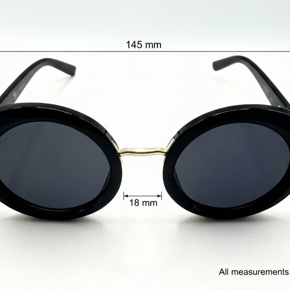 NEW JETSET Iconic Glam Trendy Designer Polarized Round Sunglasses - Black Gold - Picture 5 of 5